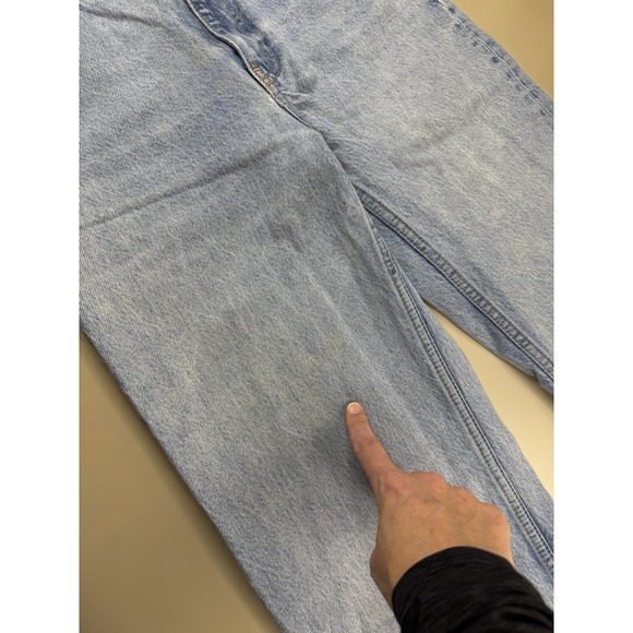 Zara The 90s Wide Full Length High Rise Raw Hem Frayed Jeans Size 6 / 28 READ - Picture 4 of 12